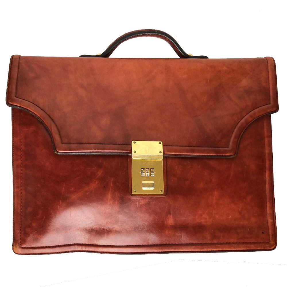 Michael Scott Briefcase English Bridle Leather Business Bag Portfolio Vintage